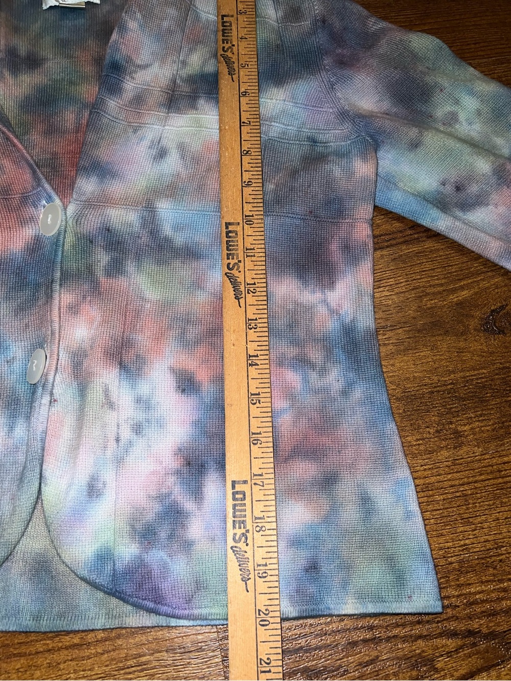 Artisan Tie Dye Ribbed Knit Cardigan Jacket Button Up Navy Hippie Boho Size M - Picture 10 of 12